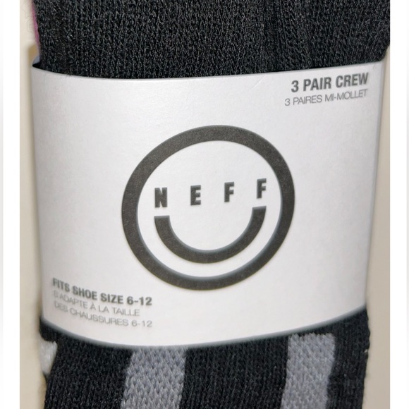 Neff Crew Socks 3 Pair Men 6-12 Multicolor w Peace & Mixed Logos Skate BMX Ride - Picture 4 of 11